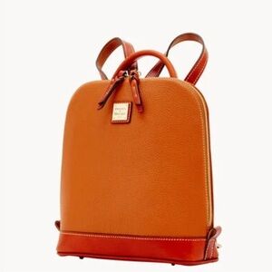 Dooney and Bourke pebble grain Zip Pod backpack in color Caramel.